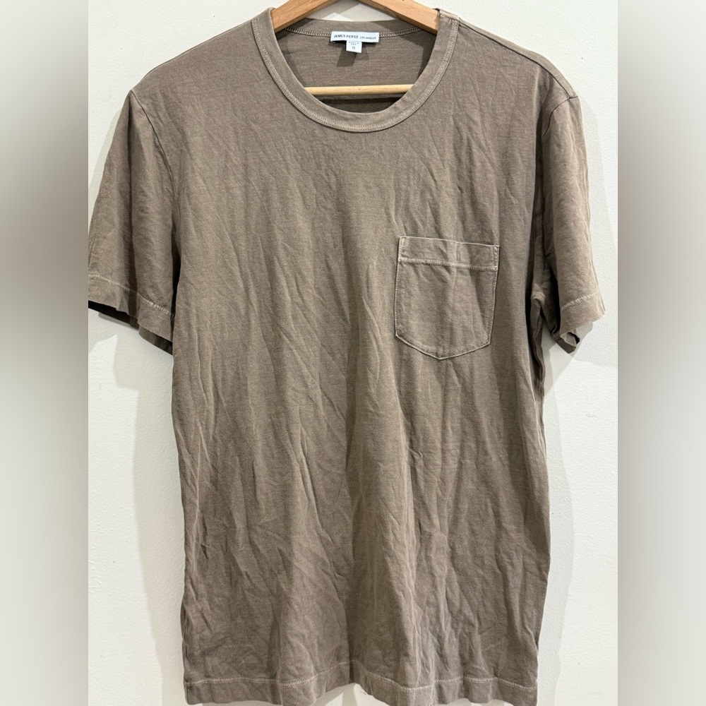 James Perse Short Sleeve Pocket Tee in Taupe Brown